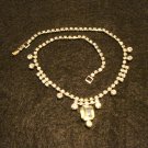Coro rhinestone necklace silvertone setting emerald cut center stone excellent vintage ll3135