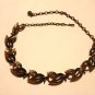 Coro copper link necklace extender chain textured leaves vintage ll3144