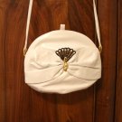 Rodo Italy small leather shoulder bag evening day peacock trim white unused  ll3147