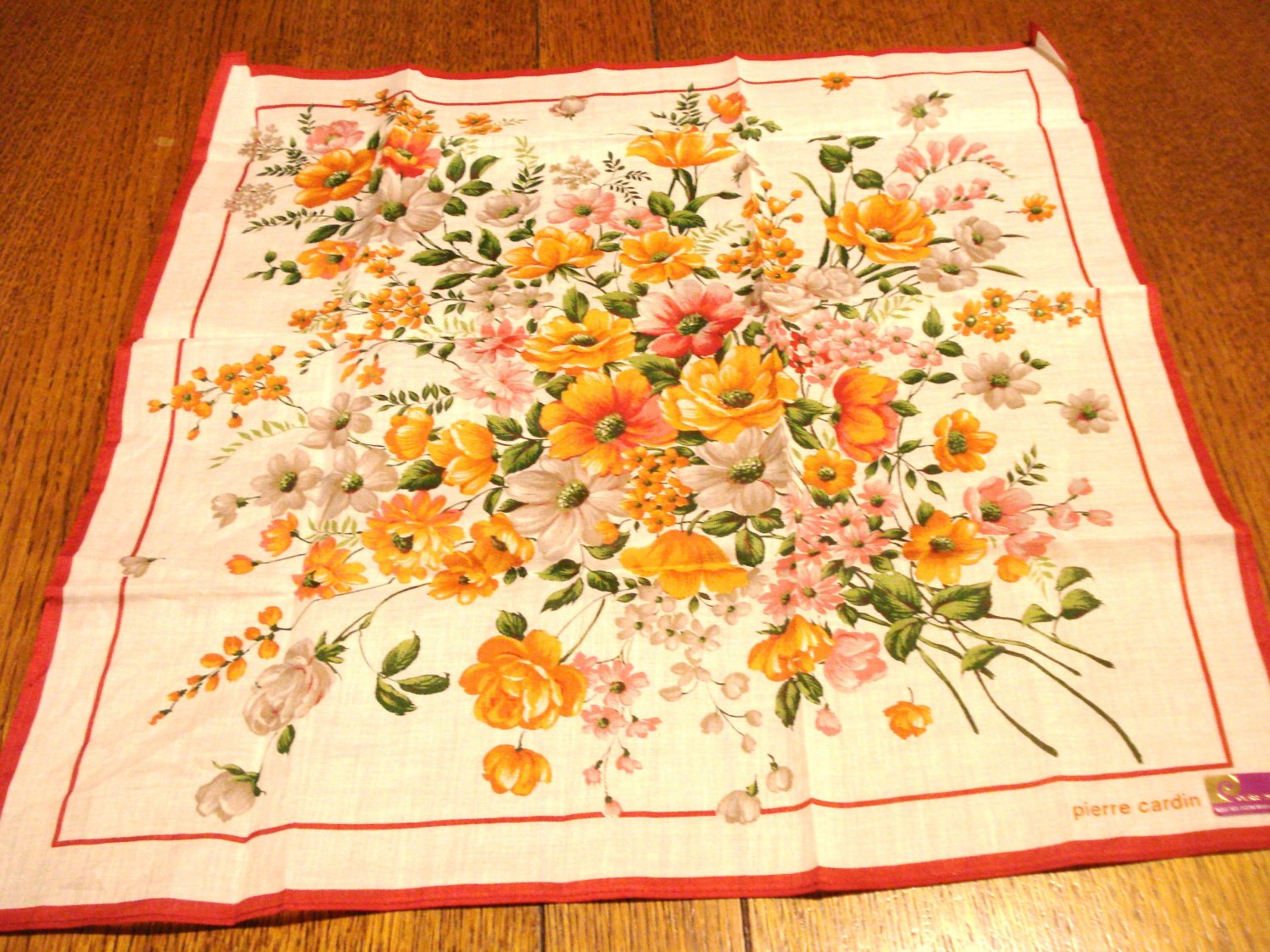 Pierre Cardin floral cotton kerchief small scarf unused with tags ll3154