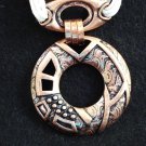 Copper and white cord pendant necklace summery Preowned  ll3159