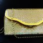 Golden aluminum mesh evening bag shoulder strap preowned perfect ll3162