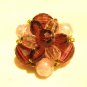 Mixed bead cluster clip earrings pink to plum vintage ll3166