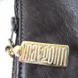 Margolin brown leather shoulder bag mixed reptile trim spaghetti strap great vintage ll3169