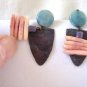 Mixed materials drop earrings pierced turquoise, oxidized metal pre-owned ll3174