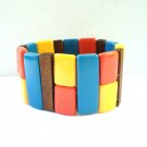 Colorful stretch bracelet plastic wood wide pre-owned ll3176