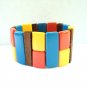 Colorful stretch bracelet plastic wood wide pre-owned ll3176