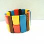 Colorful stretch bracelet plastic wood wide pre-owned ll3176