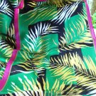 Monique Martin tropical foliage long silk scarf magenta green vintage ll3195