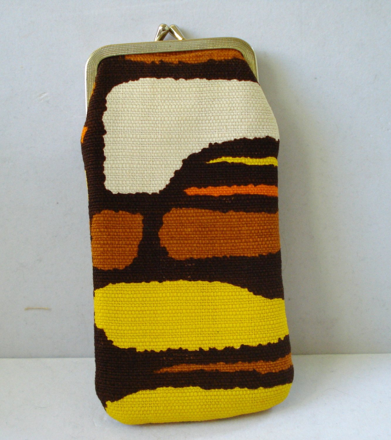 Bold mod fabric eyeglasses case padded satin lined pre-owned ll3204