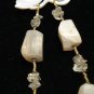 Agate chunks and shell butterfly pendant necklace vintage ll3231