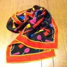 Elaine Gold long silk scarf modern art primary colors vintage ll3234