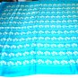 Large silk square turquoise white 30 inches rolled hem vintage ll3243