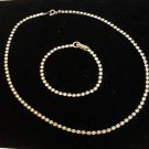 Single strand rhinestone necklace and tennis bracelet set vintage ll3245