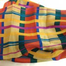 Liz Claiborne long silk scarf bias cut plaid earth tones vintage ll3251