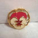 Enameled pansy pin brooch gold plate 1980s vintage ll3270
