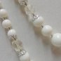 White and clear 2 strand necklace plastic beads made Japan vintage ll3306