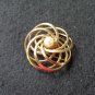 Gold filled w cultured pearl swirled circles brooch pin 1/20 12k gf signed HG vintage ll3333