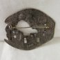 JJ pewter pueblo pin brooch Santa Fe collection 1988 cutwork vintage ll3364