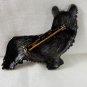 Pewter terrier dog pin brooch Yorkshire Skye long haired vintage l3368