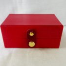 Small travel or purse sized jewelry box red leatherette pre-owned ll3371