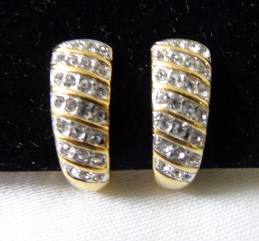 clip earrings rhinestones monet plate gold costume categories jewelry