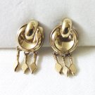 Coro gold tone screwback earrings knots with drops vintage ll3392