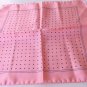 Polka dots on salmon pink small silk scarf hanky or pocket puff unused vintage ll3083