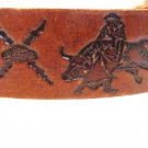 Hand tooled leather belt bullfight toro matador 33-39 inches vintage ll3431
