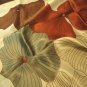 Very large silk satin scarf Huali earth tones rolled hem vintage ll3440