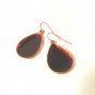 Demi Parure copper cloisonne pendant, chain pierced earrings 1970s artisan made vintage ll2849