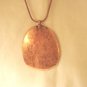 Demi Parure copper cloisonne pendant, chain pierced earrings 1970s artisan made vintage ll2849