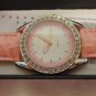 Croton Manhatten watch pink gator stamped leather strap rhinestone bezel new boxed warranty ll3458