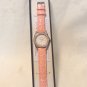 Croton Manhatten watch pink gator stamped leather strap rhinestone bezel new boxed warranty ll3458