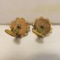 Clip back aureola borealis cluster earrings 1 inch great sparkle holidays vintage ll3470