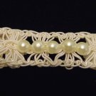 Macrame and pearls unique sweater guard silver tone clips excellent vintage ll3472