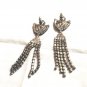 Vintage gala pierced earrings chandelier rhinestones ruby teardrops ll2804
