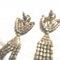 Vintage gala pierced earrings chandelier rhinestones ruby teardrops ll2804