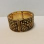 Wide brass stretch bangle bracelet houndstooth motif perfect pre-owned ll3482