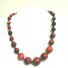 Red jasper necklace graduated beads 18 inches vintage ll2344