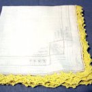 Antique embroidered threadwork linen hanky crocheted lace edge perfect ll1466