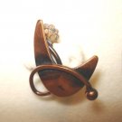 Vintage copper clip earrings boomerang orbitting planet ll2859