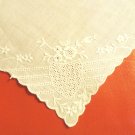 Sweet embroidered linen hanky white delicate little girl wedding antique  ll3489