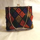 Argyle plaid all bead evening bag DuVal handmade Hong Kong wrist chain vintage excellent ll3490