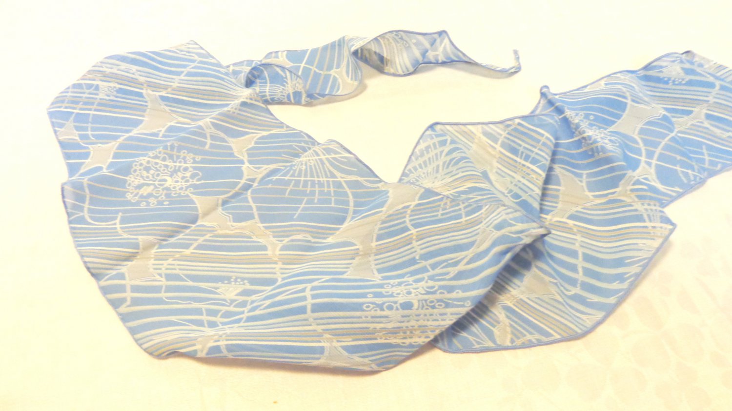 Jacob bias cut long scarf med. blue white floral 64 inches synthetic vintage ll3499
