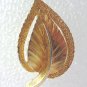 Gold tone leaf brooch mixed textured numbered excellent vintage pin ll3353