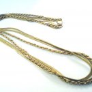 Triple strand gold tone plate opera length necklace excellent vintage ll2684