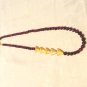 Handmade bead necklace root beer glass gold tone triangles opera length ll3509