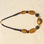 Dichroic and mixed bead necklace neutral tones handmade 24 inches springring clasp ll3516