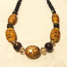 Dichroic and mixed bead necklace neutral tones handmade 24 inches springring clasp ll3516
